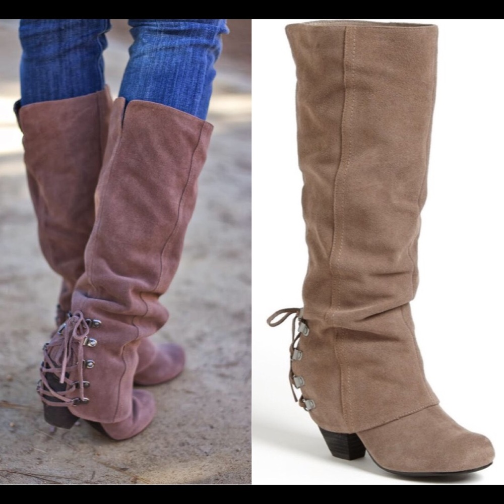 Naughty Monkey Fall Fever Taupe Suede Boots